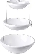 Folding Bowl, 3 Tired Cupcake Display Stands Tray Rack, Cake Display Tower Dessert Trays, 28.2 * 28.2 * 8cm, Stretch Out Height 39cm, White