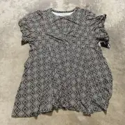 Torrid Dress Womens Plus Size 6X Mini Balloon Sleeve Ditsy Tribal Print Aline