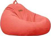 UYSOFRCV Large Bean Bag Cover, Washable Cotton Linen Solid Color Simple Design Seat Recliner Lazy Sofa Slipcover for Adults and Kids, Without Filling,Pink,120×120cm