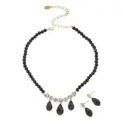 Heidi Daus Dazzling Debutante Crystal Necklace and Earring Set-Jet Black-NWT