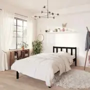 NNEVL Bed Frame Black Solid Wood Pine 92x187 cm Single Size