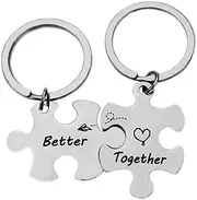 [YALLNASL] Couples Gifts Keychains for Boyfriend and Girlfriend Better Together Key Chain for Husband and Wife Puzzle Keychain Set for Couples Anniversary Birthday Gift Keyring