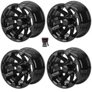 LSI Viking 12" Golf Cart Wheels/Rims Gloss Black E-Z-GO & Club Car