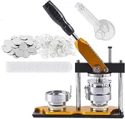 Badge Maker Machine, Button Maker Kit, Pin Maker, 1 Mold, 100 Sets of Materials, 1 Circular Cutter, Rotary Use, Metal Material, for Badges, Keychains, Fridge Magnets, Bottle Openers 25mm