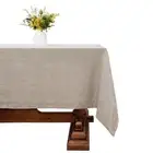 L Linen World Linen Tablecloth, 100% French Linen Natural Tablecloth 90" x 90...