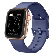 For Apple Watch SE,44-mm Case,Pin Buckle Silicone Watch Band,Violet Gray