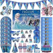 Frozen Anna Elsa Snow Queen Girls Birthday Party Decorations Tableware Set Supplies Kids Happy Paper Napkins Plates Cups Safe and Top Quality 185pcs