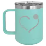 15oz Tumbler Coffee Mug Handle & Lid Travel Cup Love Heart Volleyball