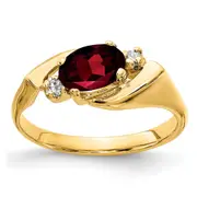 14K Yellow Gold 7x5mm Oval Garnet VS Real Diamond ring