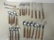LOT OF 26 Old Homestead Wood Handle Stainless Taiwan Flatware NEW