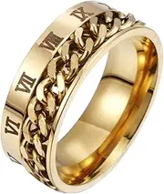 [Yardenfun] Roman Numeral Ring Roman Numeral Wedding Band Mens Rings Toys Rings Titanium Rings Titanium Band Ring Roman Letter Ring Creative Ring Beaded Rings Titanium Steel