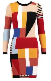 136 ALICE + OLIVIA Woman Hayden Patchwork Knitted Mini Dress $495 L runs small