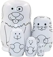 Nesting Dolls Stacking Dolls Russian Dolls Black and White Animals Nesting Dolls Set of 5 Pcs, Russian Dolls,Cute Stacking Animals Matryoshka Dolls Russian Nesting Dolls