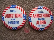 ORIGINAL NEIL ARMSTRONG for PRESIDENT pin vintage button APOLLO 11