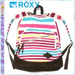 ☆POLLY媽☆歐美ROXY LUGGAGE LONG TIME BACKPACK條紋帆布/深褐色麂皮後背包