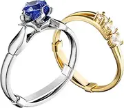[ELETIUO] 12 Pack Filled Gold/Silver Metal Ring Guard,Invisible Ring Size Adjuster Set for Loose Rings,Ring Guard,Ring Sizer,Fit for Men and Women Rings