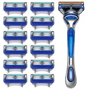 5 Men Razor Blades Shaving Cassettes Facial Care Men Shaving Blades Compatible 12 Blade Refills, Shave Kit