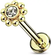 [Stachelkleid] Labret Flower Zirconia Internal Thread Lip Ear Piercing Stud 316L