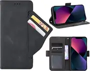 [GoshukunTech] Phone Cover for iPhone 13,for iPhone 13 Wallet Case[ 5 Card Slots Leather Wallet ] Soft TPU Inner Case Flip Cover Stand Feature [6.1 inch]-Black