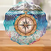 Wind Spinner Metal Large 10" Outdoor Hanging Kinetic Yard Art Nautical Compass