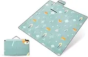 Beach Blanket Waterproof Sandproof - Extra Large Picnic Mat for 6-8 Adults, Lightweight Outdoor Mat for Beach, Travel, Picnic, Camping, Festivals, Sand Free Beach Mat with Stakes