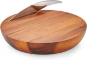 nambe Harmony Cheese Board with Knife | Made of Acacia Wood and Stainless Steel