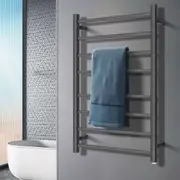 ACA Bathroom Square Heated Towel Rail Rack Warmer Wall Mounted 8 Bars Stainless Steel Gun Metal Grey SAA