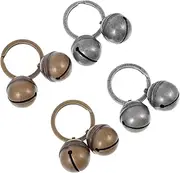 PERSELOSO 4sets Pet Collar Hanging Bells Key Chain Copper Antique Design for Cats Dogs for Pet Accessories Sharing Family Friends