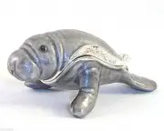 Mandy the Manatee Pewter Bejeweled Hinged Miniature Trinket Box Kingspoint