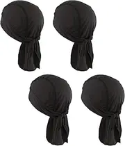 [Tough Headwear] Cooling Helmet Liner - Do Rag Skull Cap for Men - Head Scarf, Bandana, Head Wrap, Beanie for Motorcycle, Cycling, Sports, 1 Black / 1