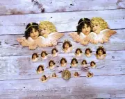 19-Christmas-Victorian-Fussy Cut-Embossed-Scraps-Angels-Glittered-Stickers