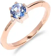 [HIMALYA QUARTZ] Round Cut Stone Classic Ring 925 Sterling Silver Handmade Swiss Blue Topaz Gemstone Natural Ring For Birthday Anniversary R-052-24