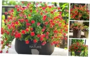 12 Bundles Artificial Flowers for Outdoors, UV Resistant Fake Flowers with Red