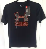 Under Armour Black Compression Athletic Muscle Shirt Boys YLG/G Heat Gear NEW
