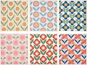 [Three Oaks] Set of 6 Kitchen Art Deco Scandi Nordic Mid Century Retro Flower Swedish Dishcloths Cleaning Cloths Strong Absorbent Quick Drying Dish Towels Reusable Cloths for Counter Wipes