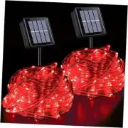 Solar Rope Lights, 2 Pack Each 33ft 100 Led Solar Christmas Lights, 8 Red