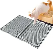 Rarenut Splicable Cat Litter Mat, Traps Mess from Litter Box and Pet Food Bowl, Soft on Kitty Paws, Easy Clean, Anti Slip, Pet Accessories 2pcs - Dark Grey