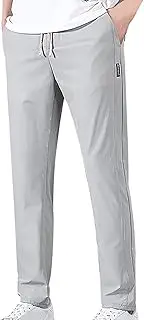 [Generic] Mens Lightweight Hiking Pants Casual Stretch Athletic Joggers Pants Drawstring Elastic Waist Open Bottom Sweatpants