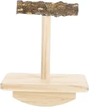 POPETPOP Parrot Training Frame Ring Turntable Office Parrot Small House Hamsters Birdcage Stand Parrot Styling Hangers Microwave Turntable Indoor Parrot Hook Hangers Apparel Wooden Khaki