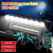 Cycling Bicycle Front Light Headlamp w/ Horn USB Rechargeable 4000mAh Lamp Light