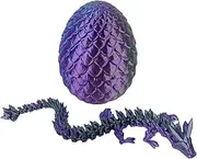 Large Dragon Egg 3D Printed Gift Flexible Fidget Toys Full Articulated Crystal Decoration Home Office Desk Display Model Birthday Christmas Easter Gifts