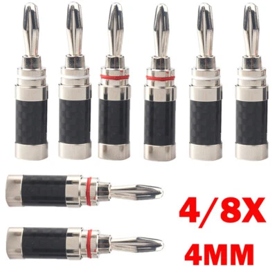 4/8pc Banana Plug For Hifi Speaker Carbon Fiber Rhodium Plated Banana Connector