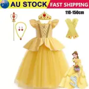 Girls Belle Princess Dress Costume Cosplay Kids Belle Birthday Book Week Dress