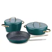 Korkmaz Vintage Cookware Set, 5 Pcs Nonstick Pot and Pan Set with Lid, Green