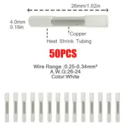 50PCS Heat Shrink Wire Connector Butt Splice Terminals Waterproof White 26-24AWG