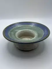Signed hand made studio pottery stoneware candle holder.