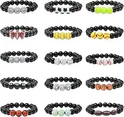 15PCS Sports Ball Beads Elastic Bracelets Basketball Baseball Softball Tennis Volleyball Soccer Billiards Rugby Beads Bracelets Wristbands Inspirational Sports Ball Bracelet Sports Party