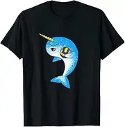 [X.Style] Funny Narwhal Unicorn of The Sea Lover Volleyball Water Polo ds403 T-Shirt Black