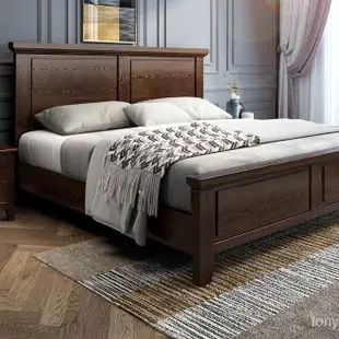 全實木白蠟木床1.8米雙人主臥床美式鄉村1.5米北歐儲物床小戶型床 高腳床 鐵床架 雙層床 上下床 儲物多功能床架 AF