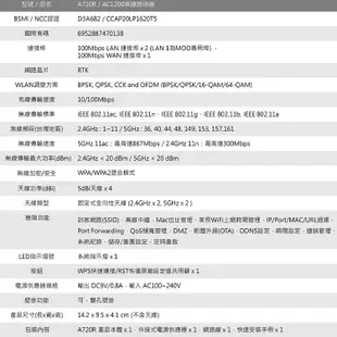 TOTOLINK A720R AC1200雙頻 Wifi 分享器 無線 路由器 MOD埠 無線基地台